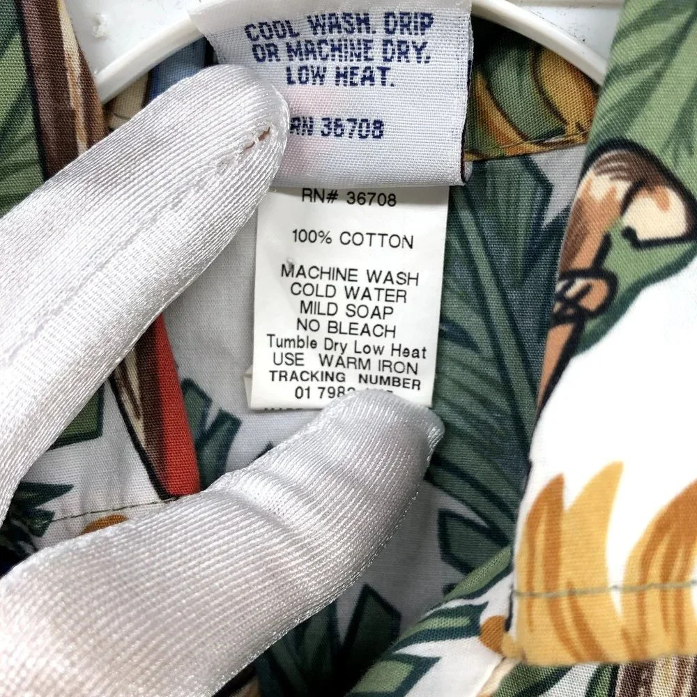 Vintage Nui Nalu Boys 3T Hawaiian Shirt Palm Print Short‎ Sleeve Cotton Vacation